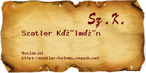 Szatler Kálmán névjegykártya